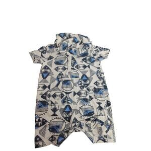 Tea Collection Puffer Fish Hooded Romper Short 18-24mos
